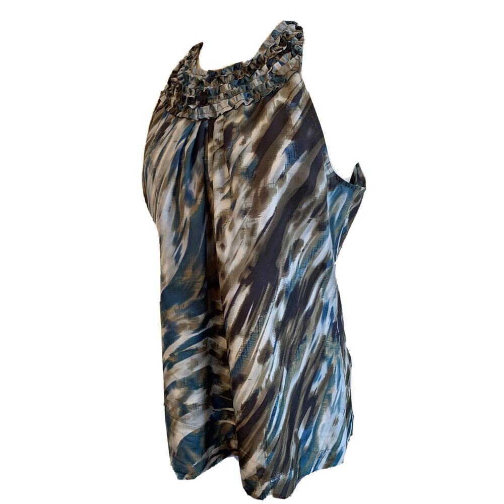Large Ann Taylor Women's Sleeveless Silk Blouse Shades of Green Blue‎ Shirt Top